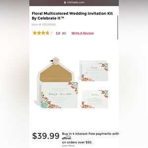 New in Box - Floral Multicolored Party/Wedding Invitation Kit By Celebrate It™
